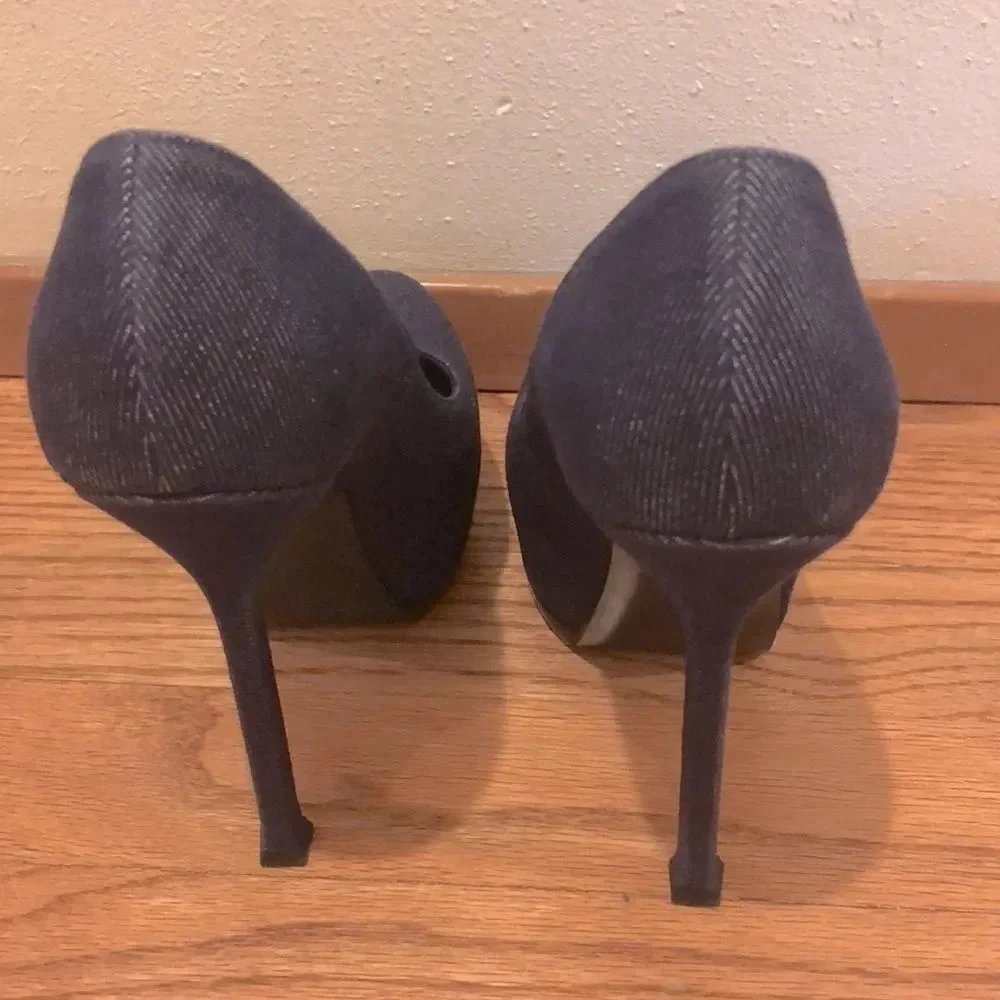 YSL denim dark blue platform heels